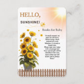 Hallo Sunshine Sunflower Garden Baby shower Informatiekaartje (Voorkant)
