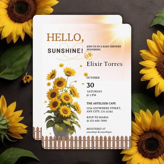 Hallo Sunshine Sunflower Garden Baby shower Kaart