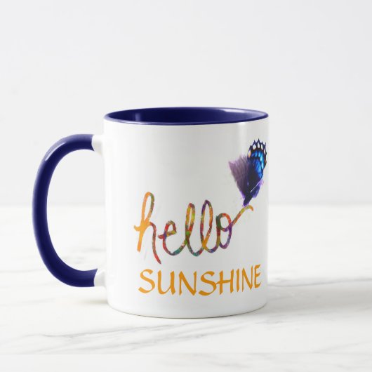 hallo · Sunshine tekst kunst en vlinder Mok (Links)