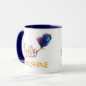 hallo · Sunshine tekst kunst en vlinder Mok (Voorkant links)