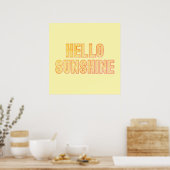 hallo Sunshine Typography Yellow Poster (Keuken)