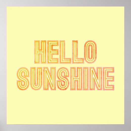 hallo Sunshine Typography Yellow Poster (Voorkant)