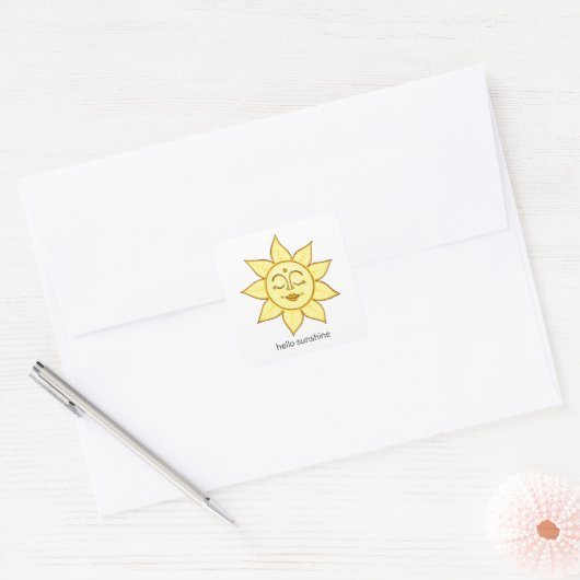 hallo Sunshine Vierkante Sticker (Envelop)