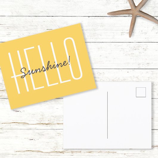 hallo Sunshine Yellow Typography Quote Briefkaart