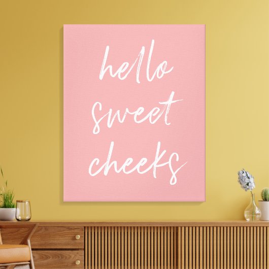 hallo Sweet Cheek Funny Toilet Dusty Roos Bathroom Canvas Afdruk (Insitu (Woonkamer))