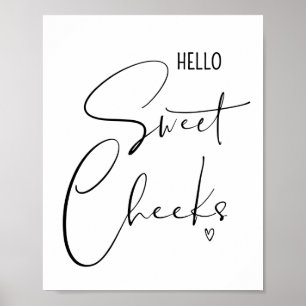 hallo Sweet Cheeks Funny Bathroom citeert Gezegden Poster