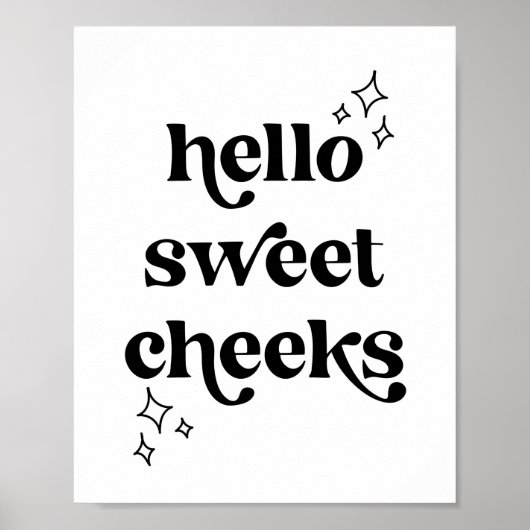 hallo Sweet Cheeks Retro Font Poster (Voorkant)