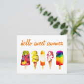 hallo Sweet Summer Briefkaart Popsicle Ice Cream (Staand voorkant)