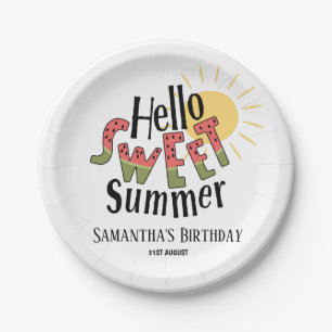 hallo Sweet Summer Watermelon Pool Party Bday Papieren Bordje