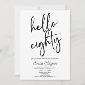 Hallo Tachtig minimaal Elegant 80e verjaardagsfees Kaart (Voorkant)