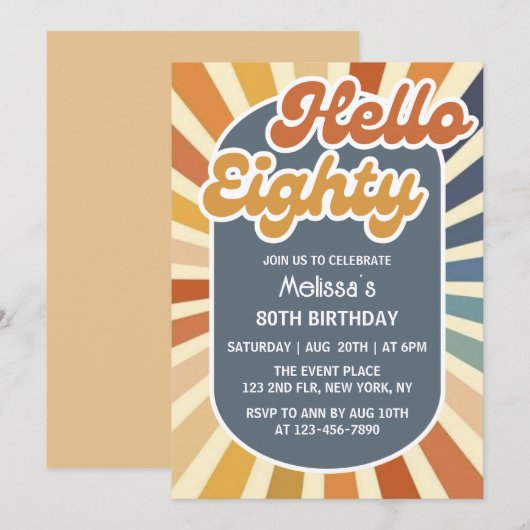 Hallo Tachtig Retro Zon Groovy Golf 80ste Verjaard Kaart (Voorkant / Achterkant)