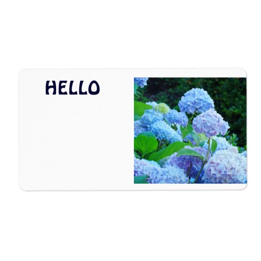 HALLO Tags Blue Hydrangea Bloemen Etiket (Voorkant)