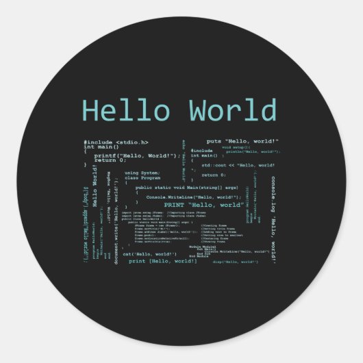 hallo Talen voor wereldwijde computerprogrammering Ronde Sticker (Voorkant)