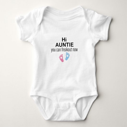 Hallo tante, je kunt nu vrijkomen, Baby Gift First Romper (Voorkant)
