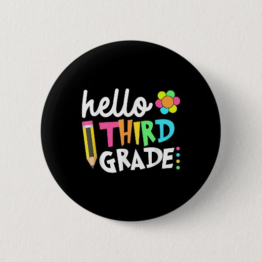 Hallo Team Derde Klas Derde Klas Terug naar School Ronde Button 5,7 Cm (Voorkant)