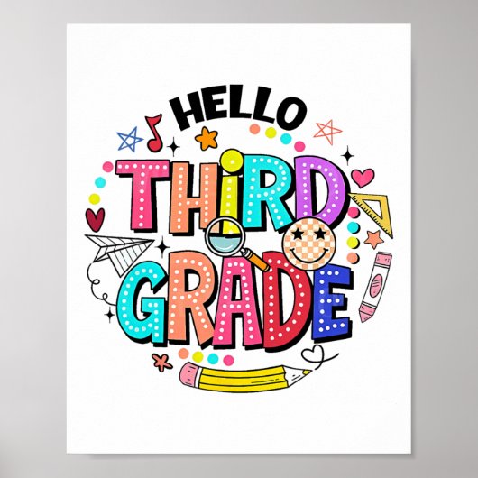 Hallo Team Derde Klas Terug naar school Derde Klas Poster (Voorkant)
