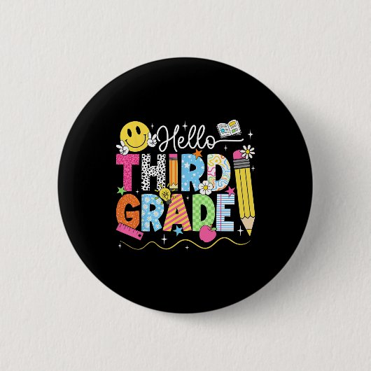 Hallo Team Derde Leerjaar Derde Leerjaar Terug Naa Ronde Button 5,7 Cm (Voorkant)