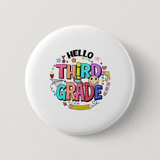 Hallo Team Derde Leerjaar Derde Leerjaar Terug naa Ronde Button 5,7 Cm (Voorkant)