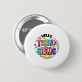 Hallo Team Derde Leerjaar Derde Leerjaar Terug naa Ronde Button 5,7 Cm (Voorkant /achterkant)