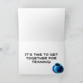 Hallo Team Koffie met Blauwe Kop en Schotel Custom Kaart (Binnen)