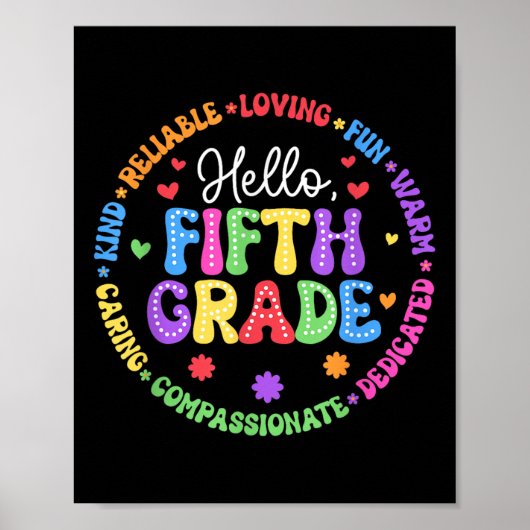 Hallo Team Vijfde Klas Groovy 5e Klas Eerste Dag Poster (Voorkant)