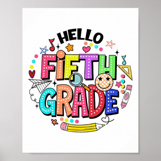 Hallo Team Vijfde Klas Terug naar school Vijfde Kl Poster (Voorkant)