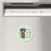 hallo Teddy Bear met Flowers Dank je Magneet (Insitu (Vaatwasser))