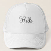 Hallo Tekstnaam Knappe Witte en Witte Kleur Trucker Pet (Voorkant)