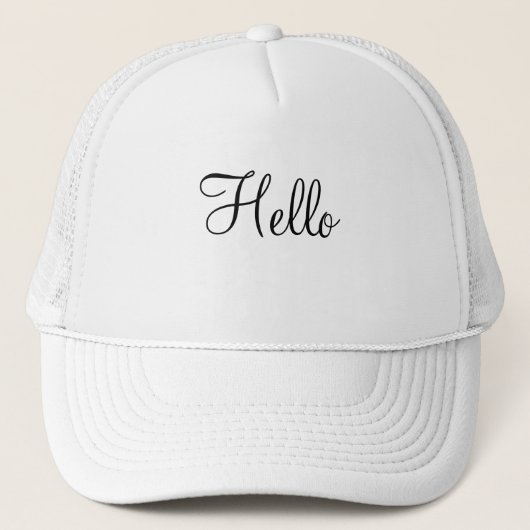 Hallo Tekstnaam Knappe Witte en Witte Kleur Trucker Pet (Voorkant)