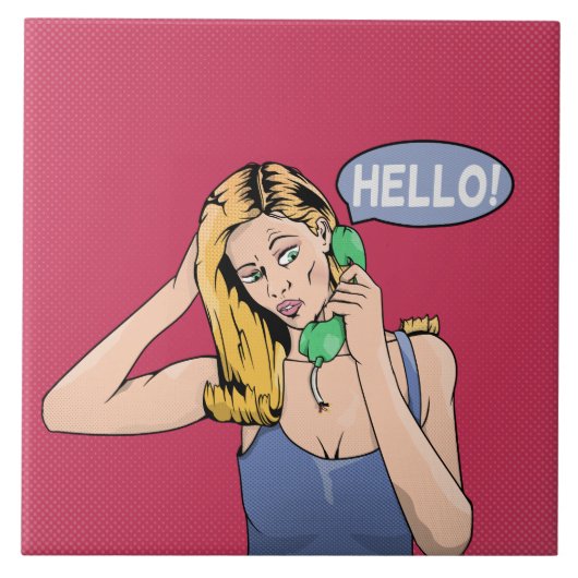 hallo Telefoon Retro Tegeltje (Voorkant)