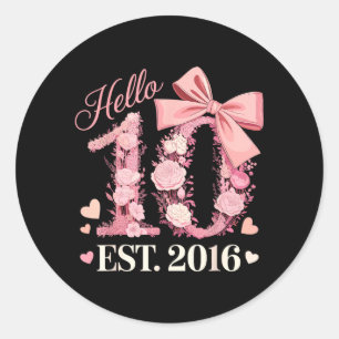 Hallo Ten EST 2016 10e verjaardag Coquette Strik 1 Ronde Sticker