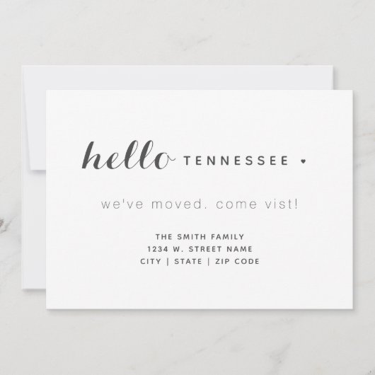 hallo Tennessee New Home We hebben verhuisd Aankondiging (Voorkant)