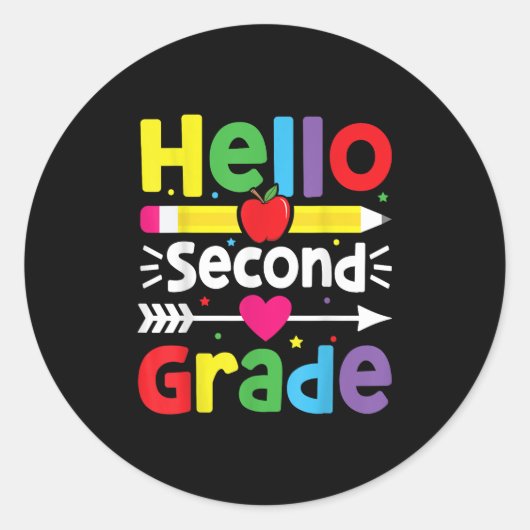Hallo Terug naar school? 2e klas team 2e klas B Ronde Sticker (Voorkant)