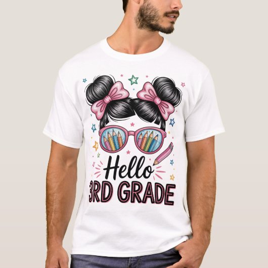 Hallo Terug naar school Coquette Boog Leraar T-shirt (Voorkant)