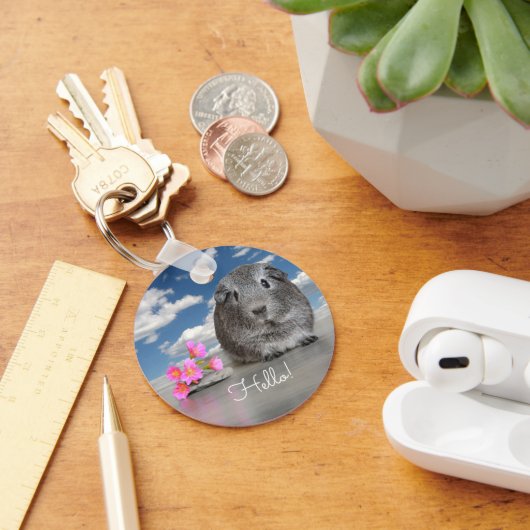 hallo Terug naar school Cute Grey Guinee Pig Aange Sleutelhanger (Bureau)