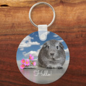 hallo Terug naar school Cute Grey Guinee Pig Aange Sleutelhanger (Voorkant)