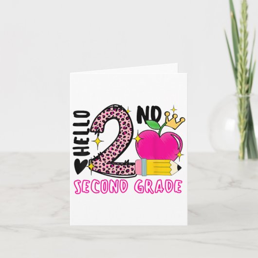 Hallo Terug naar school Eerste dag 2e klas Leopard Kaart (Voorkant)