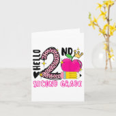 Hallo Terug naar school Eerste dag 2e klas Leopard Kaart (Gele Bloem)