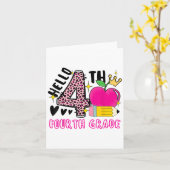 Hallo Terug naar school Eerste dag 4e klas Leopard Kaart (Gele Bloem)