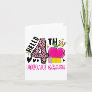 Hallo Terug naar school Eerste dag 4e klas Leopard Kaart