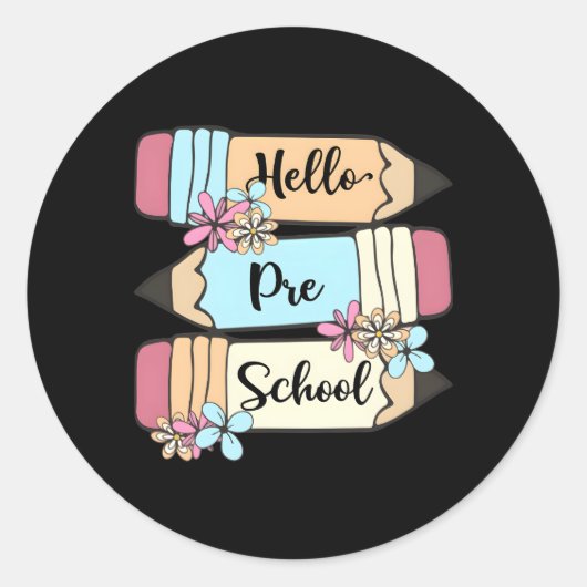 Hallo Terug naar School Ronde Sticker (Voorkant)