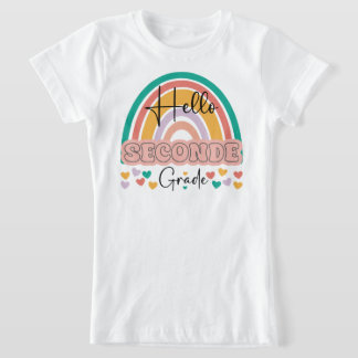 Hallo Terug naar school? tweedegraads leraar Rainb T-shirt