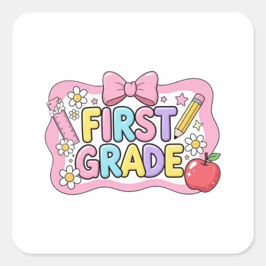 Hallo Terug naar school Vierkante Sticker (Voorkant)