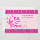 Hallo There Lady gezicht roze patroon Baby shower Kaart (Voorkant)