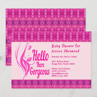 Hallo There Lady gezicht roze patroon Baby shower Kaart