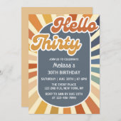 Hallo Thirty Retro Sun Groovy Wave Verjaardag Kaart (Voorkant / Achterkant)