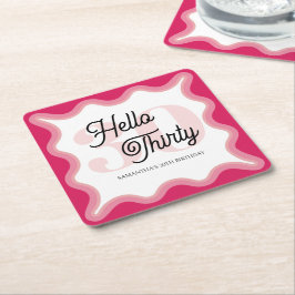 Hallo Thirty Wavy Groovy 30e verjaardag Kartonnen Onderzetters