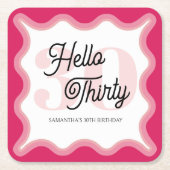 Hallo Thirty Wavy Groovy 30e verjaardag Kartonnen Onderzetters (Voorkant)