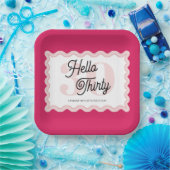 Hallo Thirty Wavy Groovy 30e verjaardag Papieren Bordje (Feest)