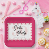 Hallo Thirty Wavy Groovy 30e verjaardag Papieren Bordje (Feest)